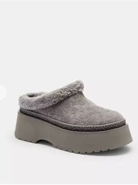 Coach Cecelia Clog Faux-Shearling Platform Mule slip on new with tags